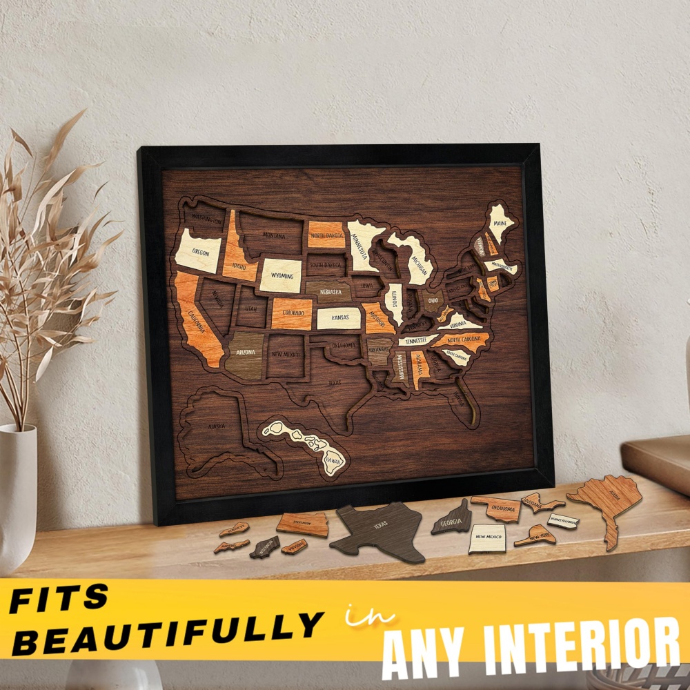 Quebra-cabeça de mapa dos EUA  - Woodworking Usa avaliação e preço