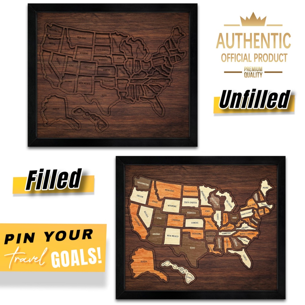 Quebra-cabeça de mapa dos EUA  - Woodworking Usa avaliação e preço